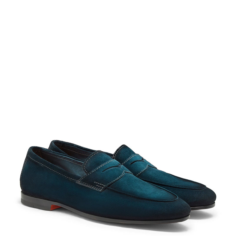 Men’s Gray Suede Penny Loafers – Classic Slip-On