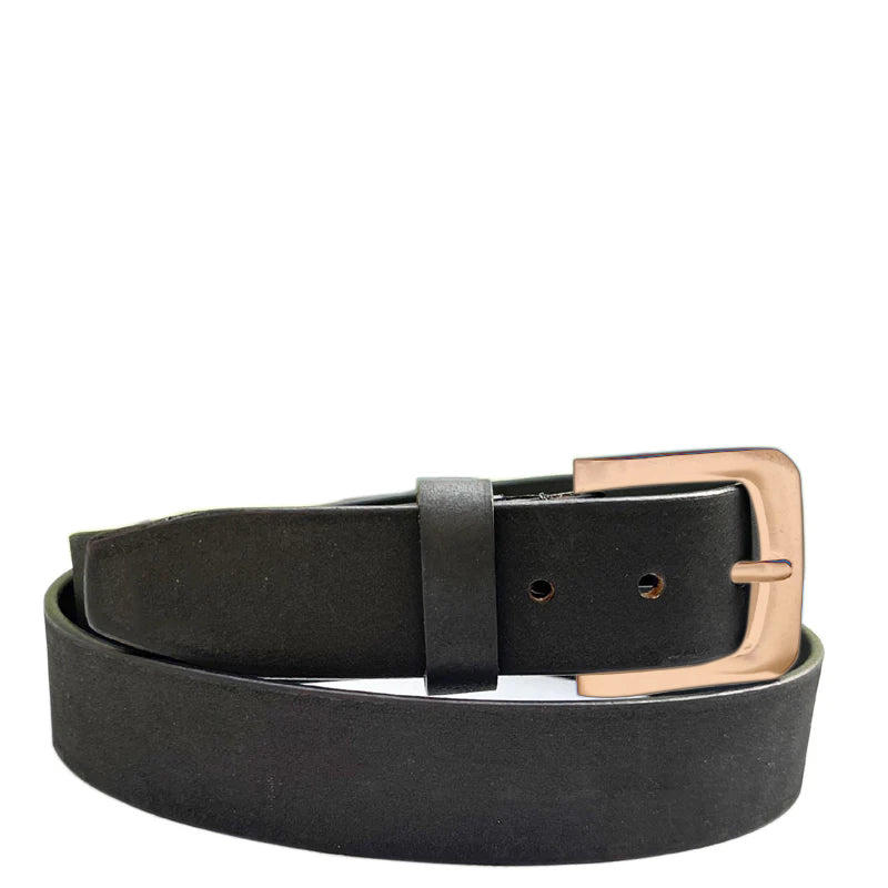 Classic Solid Gold Buckle Leather Belt