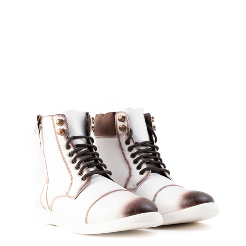 Men Leather High Top Side Zipper Ankle Boots