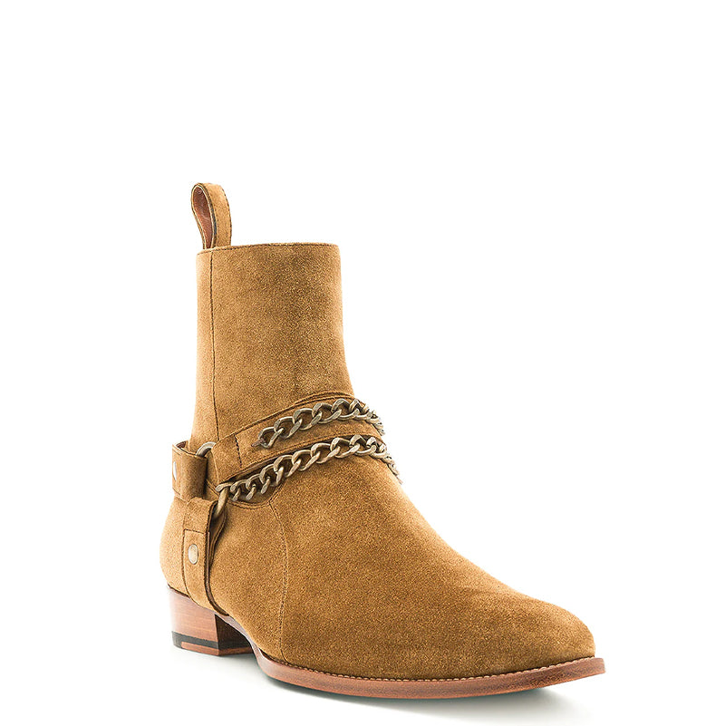 Handmade Suede Leather Jodhpur Boots With Chain