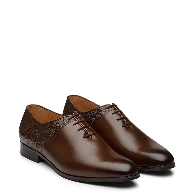 Handmade Textured Polished Leather Oxford Shoes