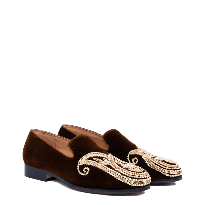 EMBROIDERY Velvet Slip-On Shoes