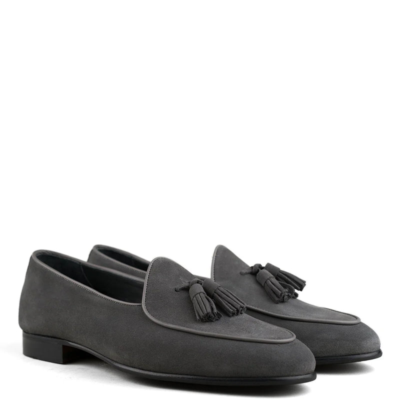 Luxury Belgian Tassel Loafer Burgundy Shoe For Men