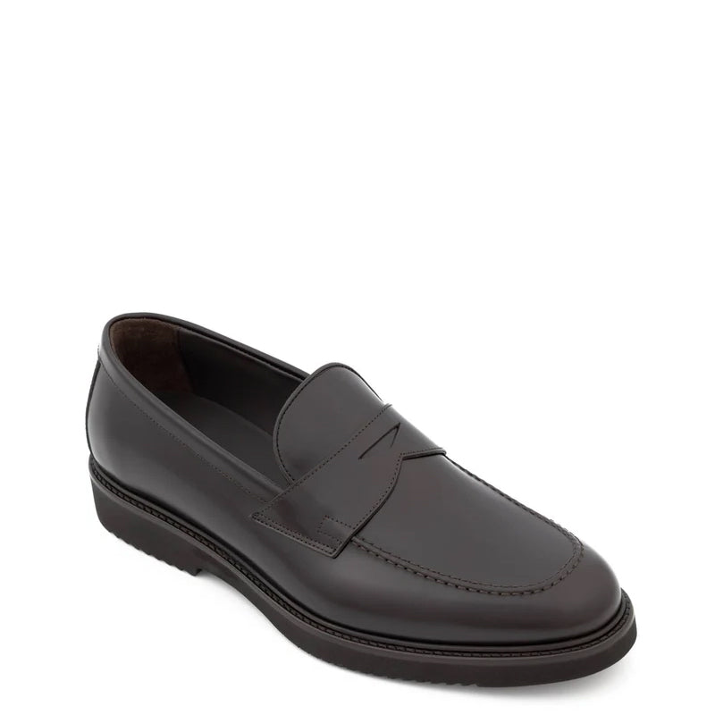 Embossed Casual Penny Leather Black Loafer