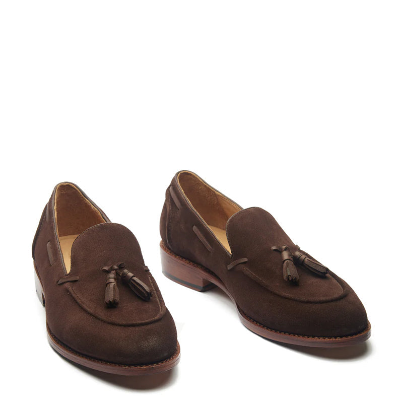 Men Suede Leather Slip-On Tassel Tan Loafer