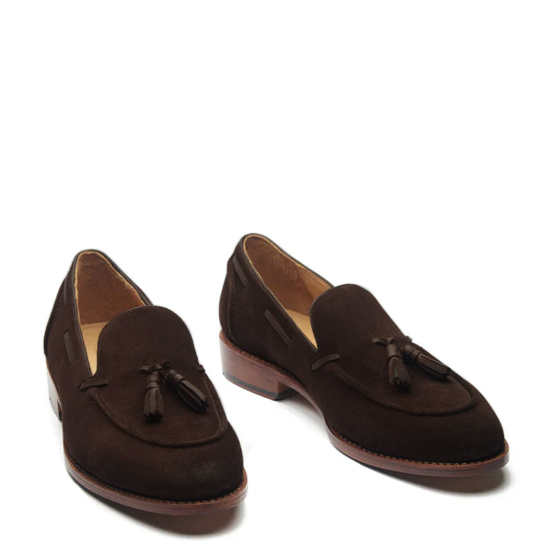Men Suede Leather Slip-On Tassel Tan Loafer
