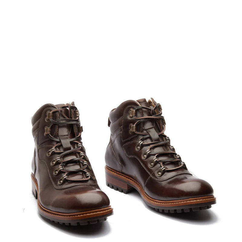 Leather Lace-Up Mid Top Ankle Natural Boot For Men