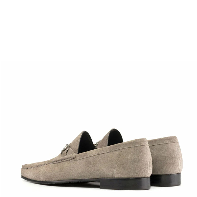 Men Suede Casual Leather Horsebit Buckled Beige Loafer