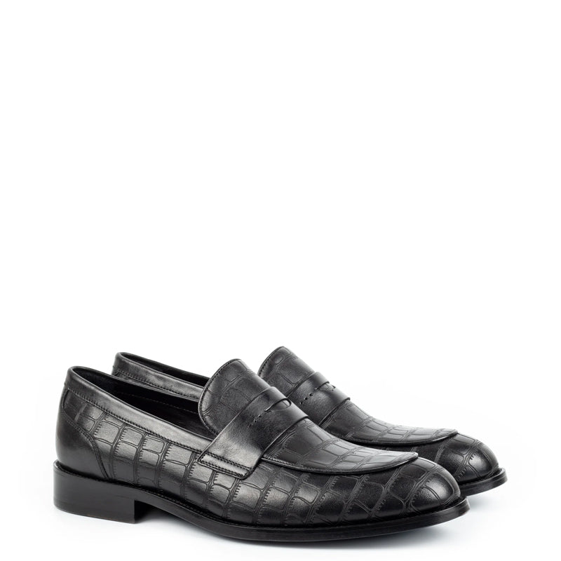 Handmade Pure Solid Leather Penny Black Loafer