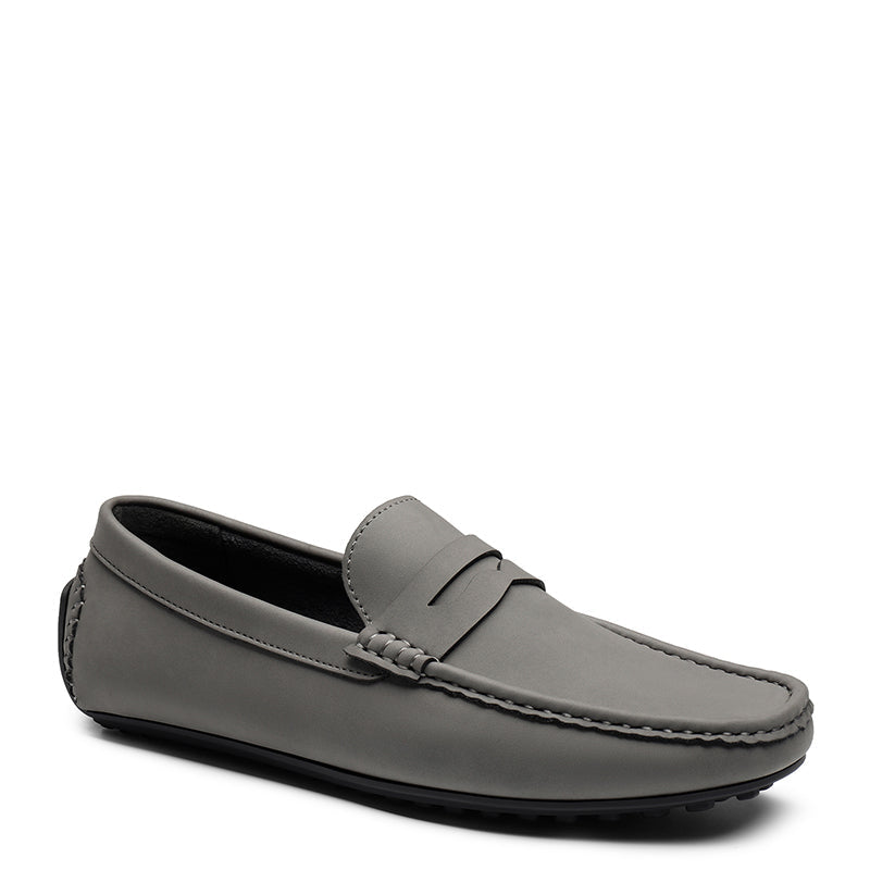 Heritage-Style Suede Moc Toe Penny Loafer Black