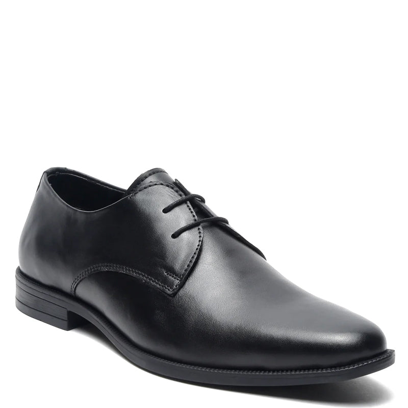 Leather Lace-Up Solid Derby Brown Shoe