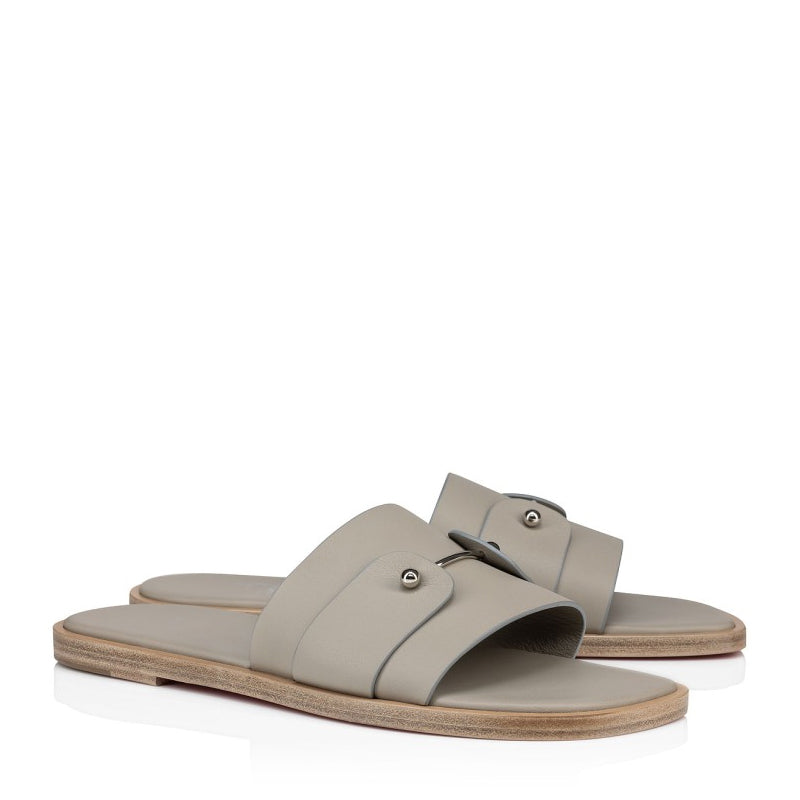 Men Slip-On Leather Comfort Black Sandal