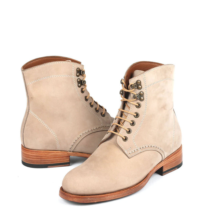 Handmade Lace-Up Leather Ankle Boots For Men