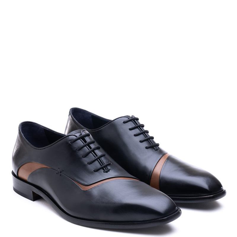 Patent Meta Cut Shiny Leather Oxford Black Shoe