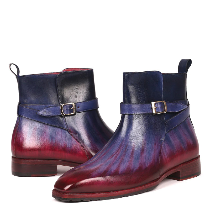 Premium Patina Leather Blue and Purple Jodhpur Boot With Buckle