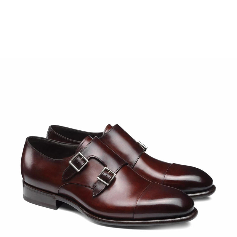 Leather Double Monk Strap Men Shoes