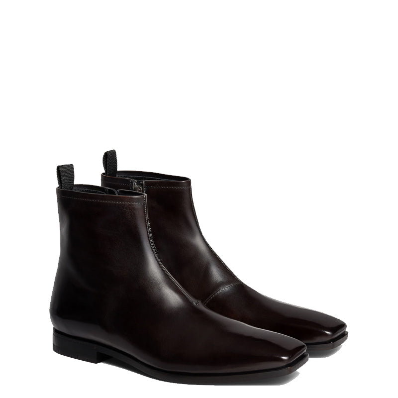 Chelsea Dark Brown Leather Zip-up Ankle Boots