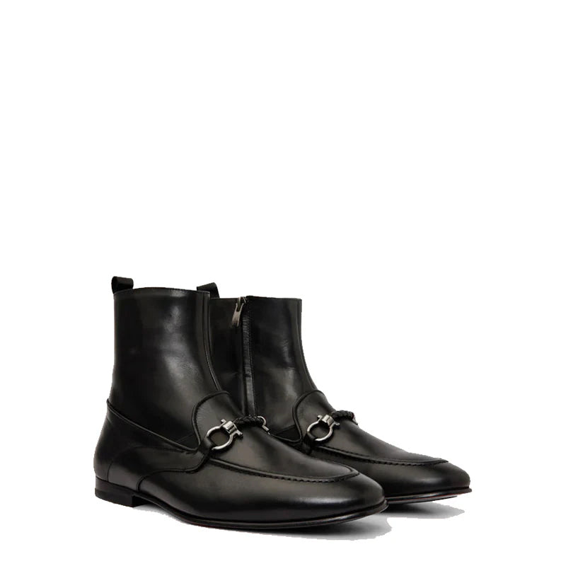 Black Suede Zip-Up Dress Men Boot