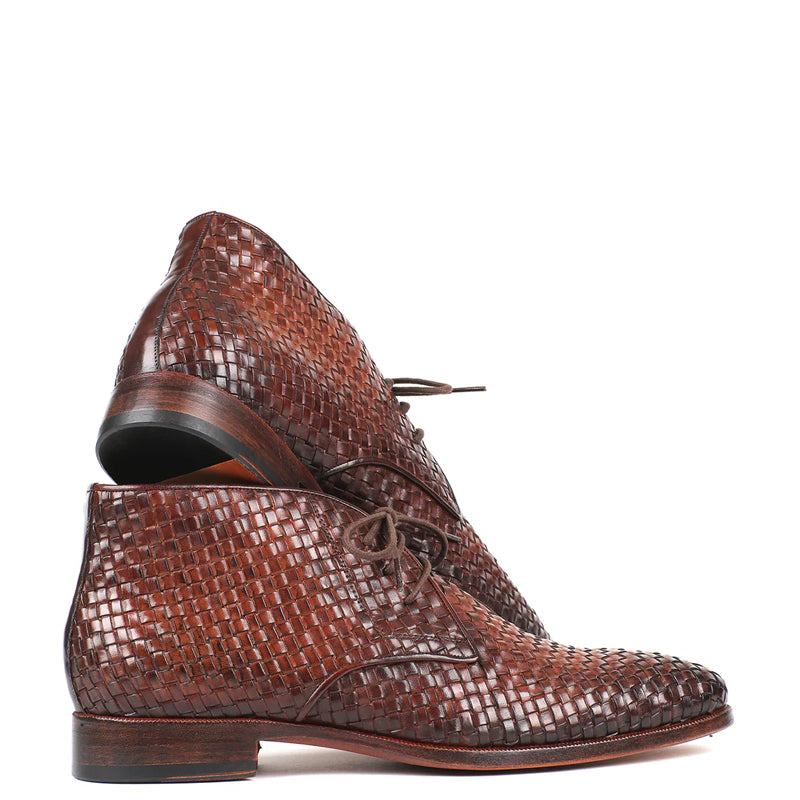 Men Handmade Woven Leather Chukkas Boots