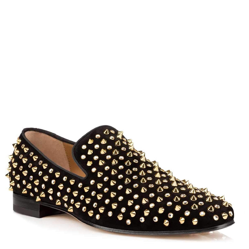 Men Suede Studded Slip On Loafers