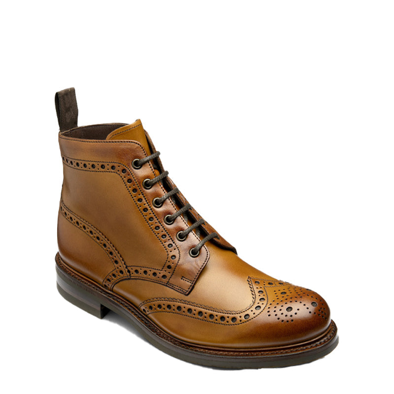 Leather Lace-Up Wingtip High Ankle Tan Boot