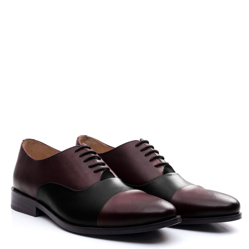 Premium Toe-Cap Leather Oxford Shoe Brown and Tan For Men