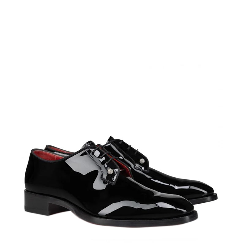 Men's Patent Leather Black Lace-up Shoes