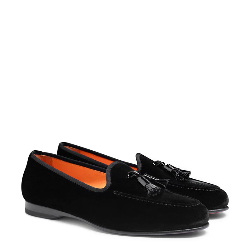 Suede Andrea Velvet Leather Tassel Blue Loafer