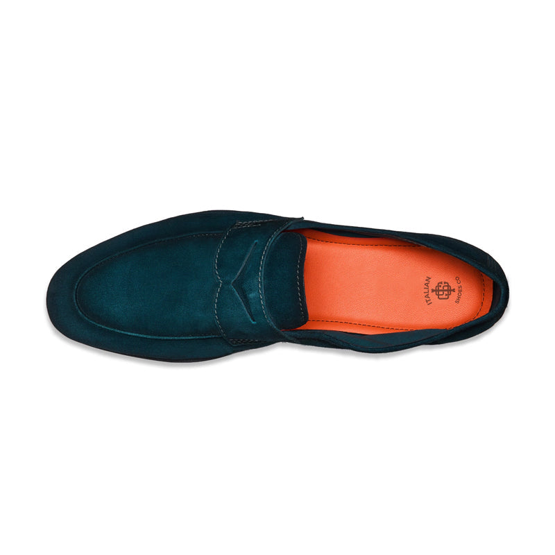 Men’s Blue Suede Penny Loafers – Classic Slip-On
