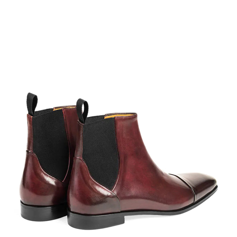 Polished Shiny Leather Cap-Toe Chelsea Boots