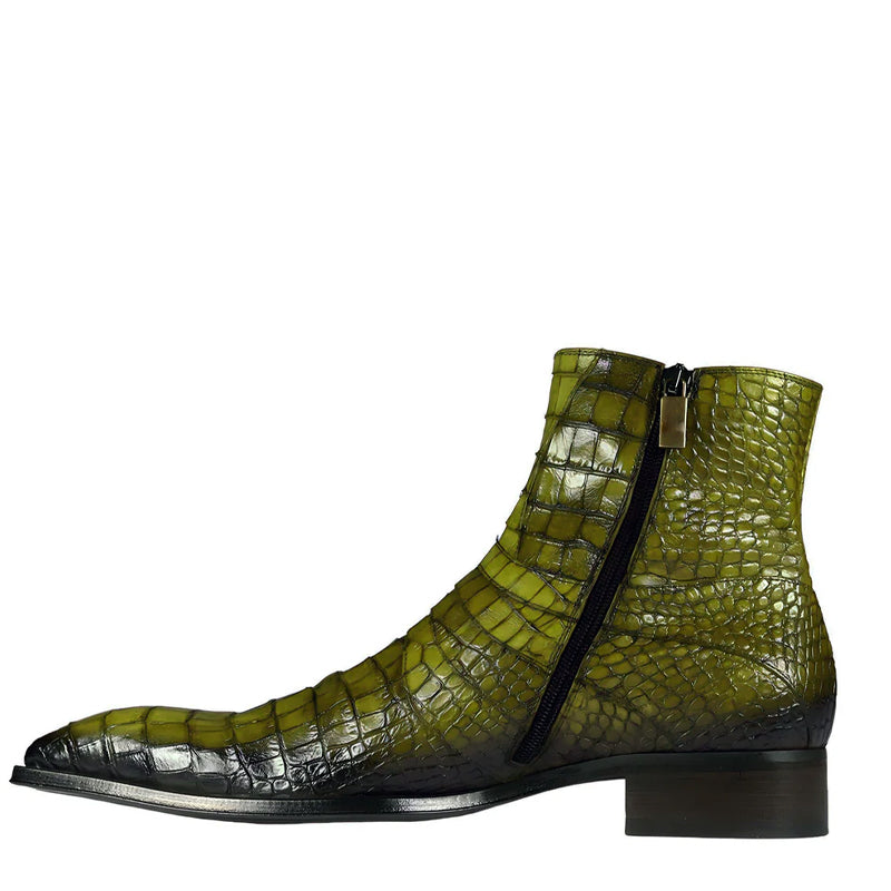 Croco Leather Zip Up Boots