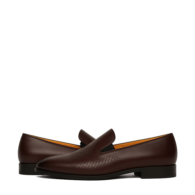 Elegant Brown Woven Leather Loafer