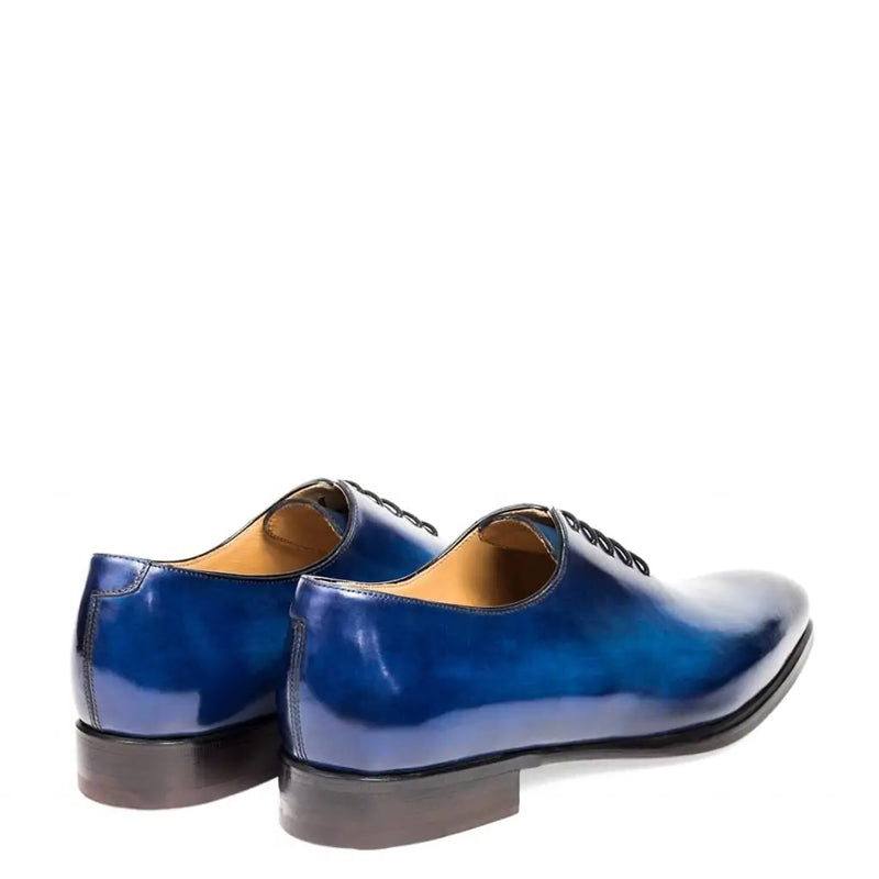 Classic Plain Solid Shiny Leather Oxford Blue Shoe