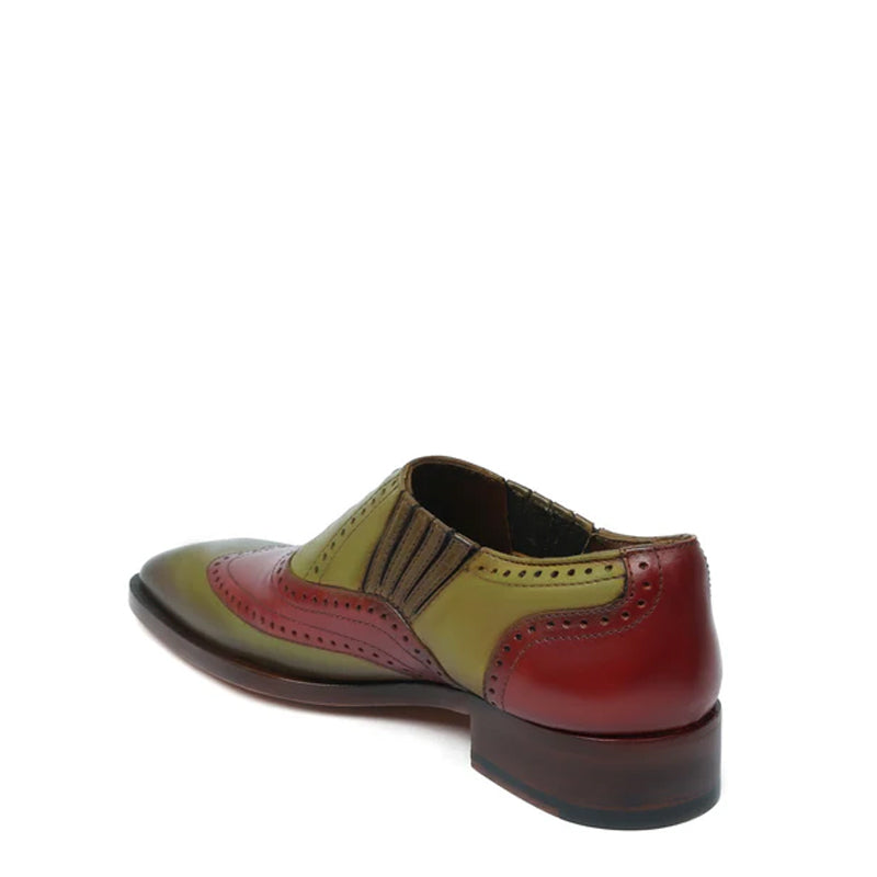 Leather Square Toe Lace-Up Oxford Olive Shoe