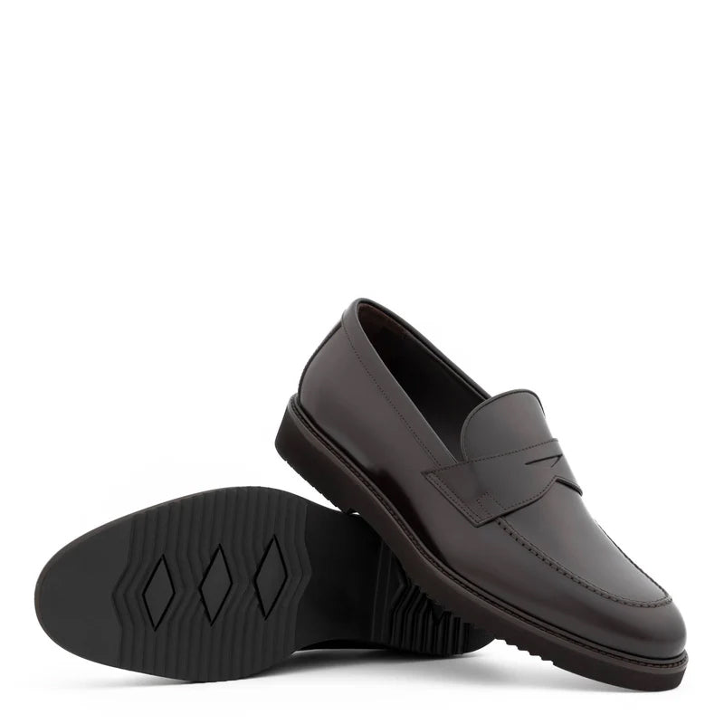 Embossed Casual Penny Leather Brown Loafer