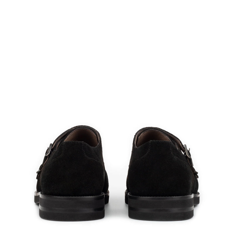 Men Suede Leather Double Monk Straps Tan Shoe