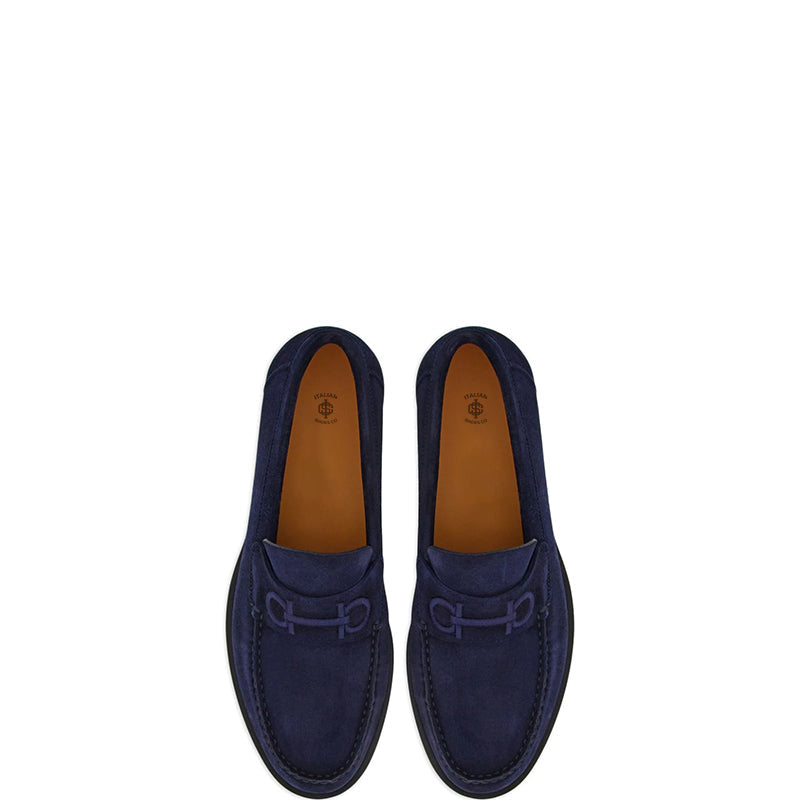 Blue Fort Ricamo Suede Loafers for Men
