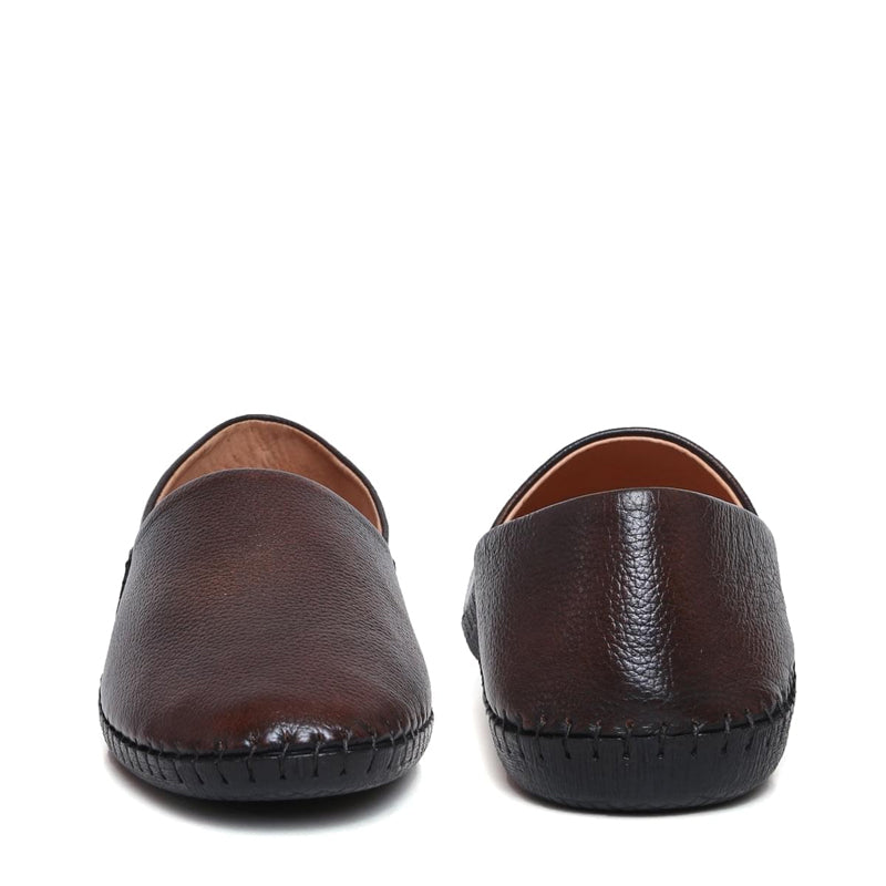 Men Textured Casual Leather Brown Loafer