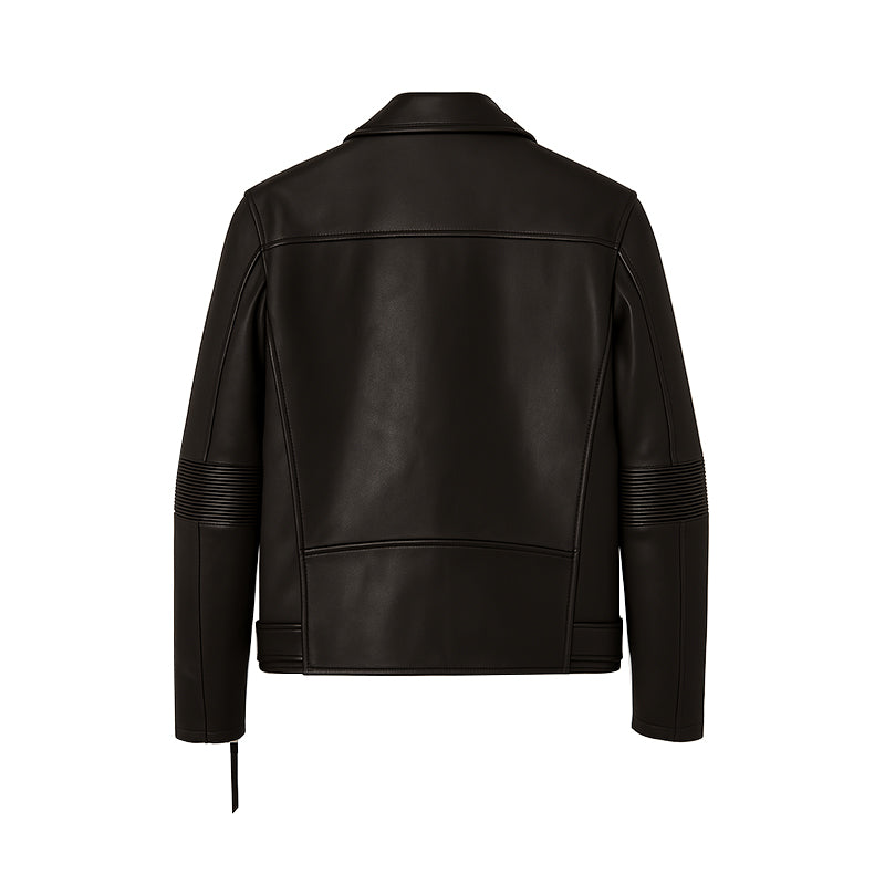 Men's Burgundy Leather Biker Jacket with Zippers