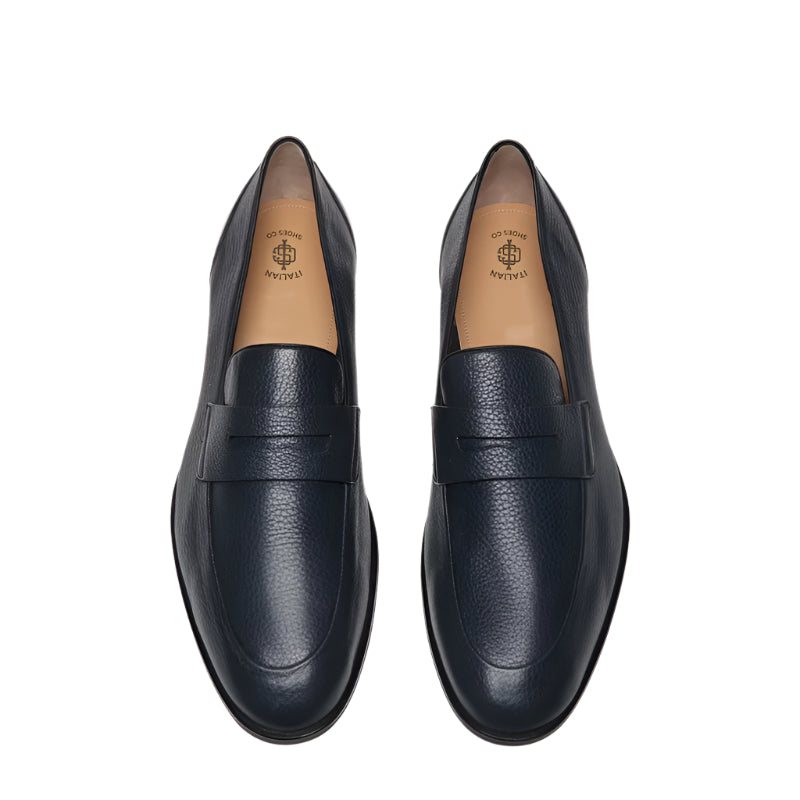 Classic Black Penny Loafer with Textured Leather