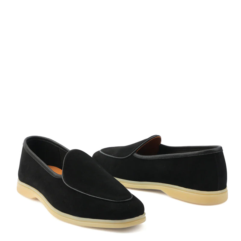 Suede Leather Solid Black Loafer For Men