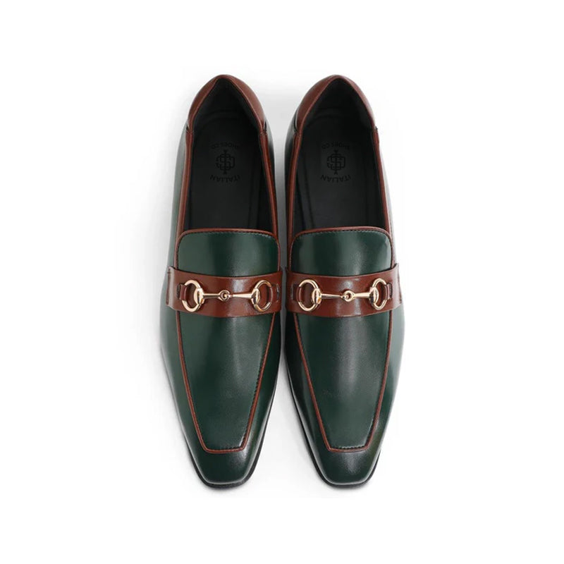 Men Slip-On Leather Horsbit Buckled Loafer
