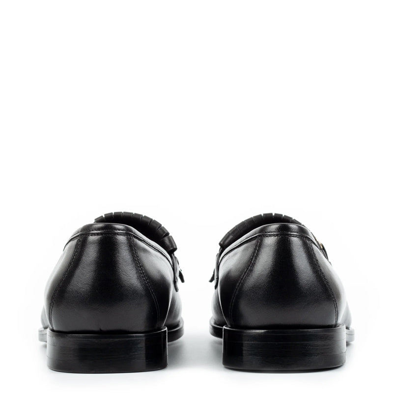 Men Solid Leather Formal Buckled Loafer