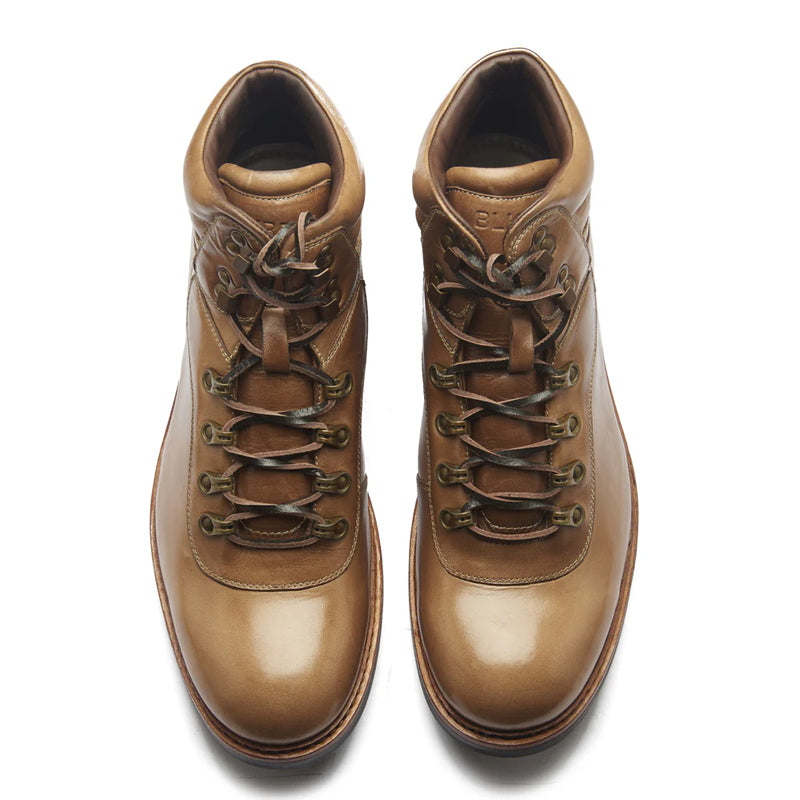 Leather Lace-Up Mid Top Ankle Brown Boot For Men