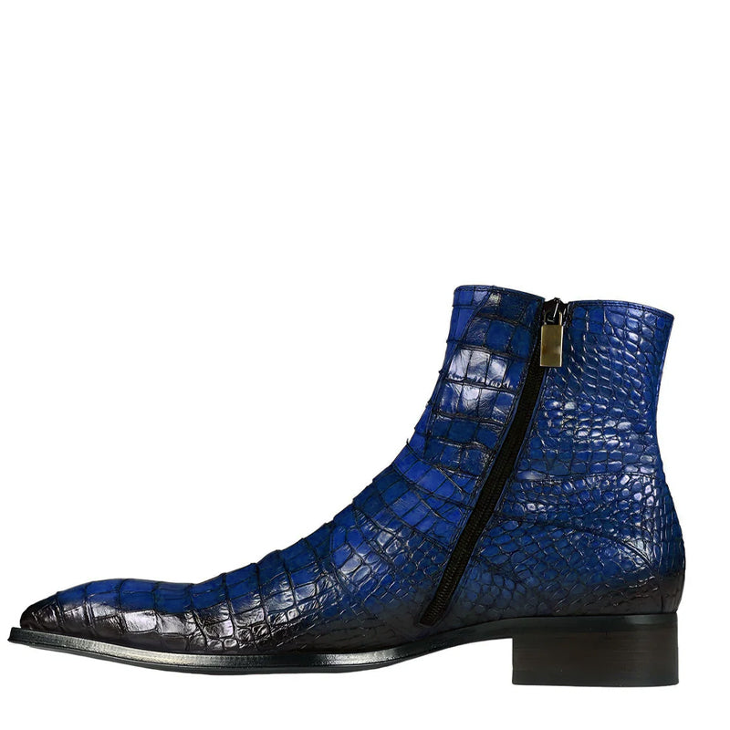 Croco Leather Zip Up Boots