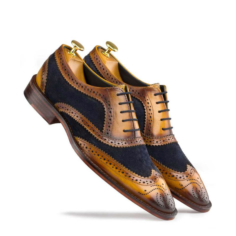 Leather Lace-UP Wingtip Oxford Shoes For Men