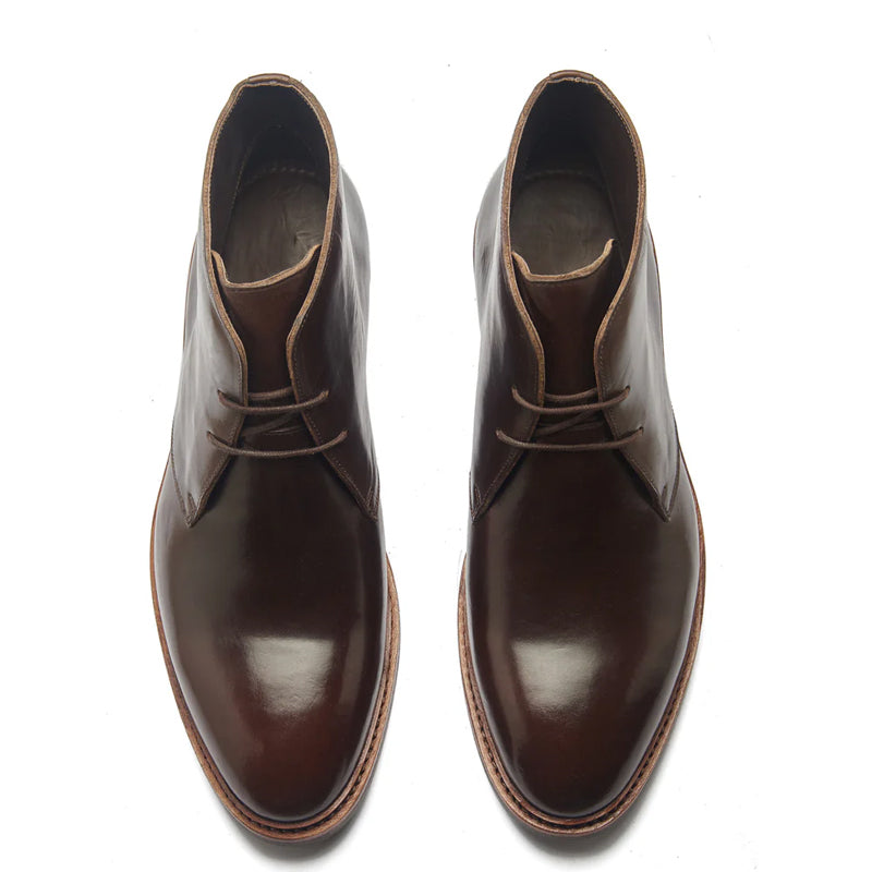 Classic Polished Leather Chukkas Brown Boot