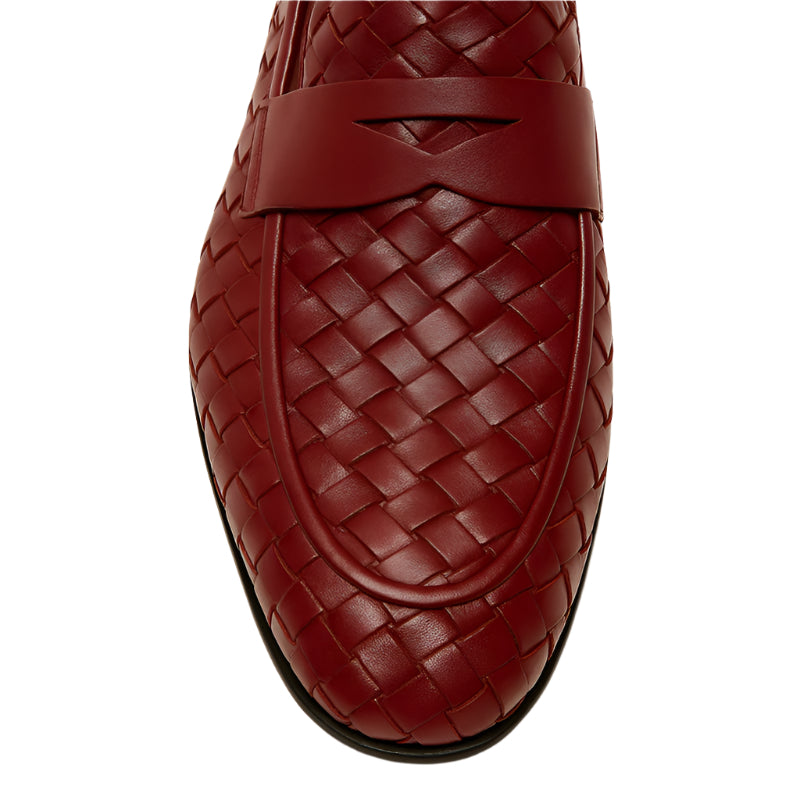 Blue Woven Texture Leather Loafer for Men