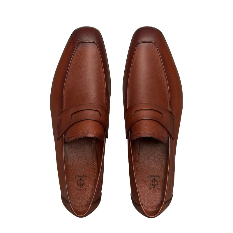 Men Handmade Plain Leather Blue Loafer