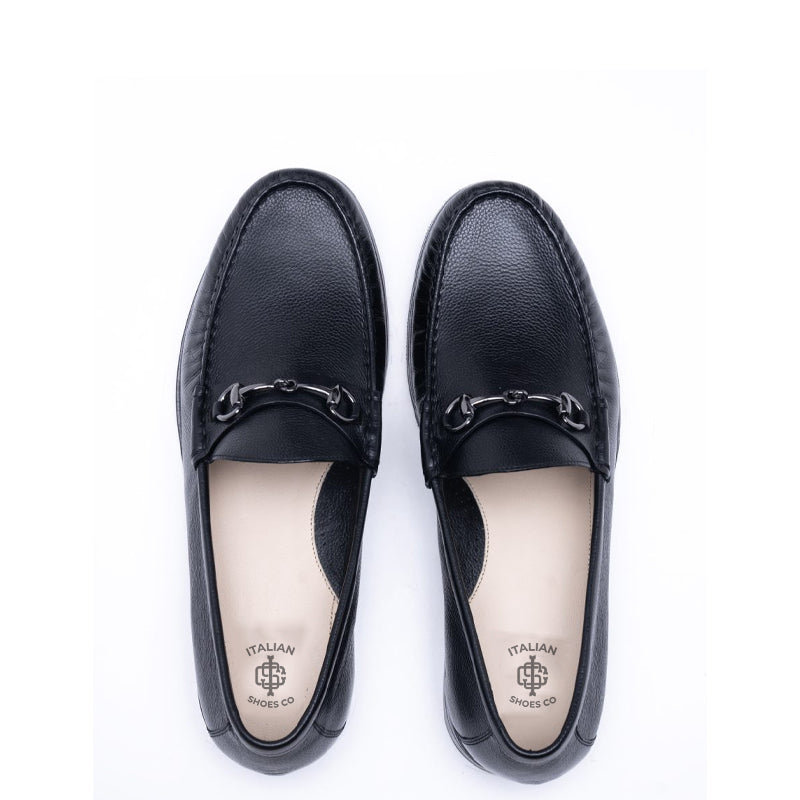 Men Tuscany Buckle Leather Black Loafer
